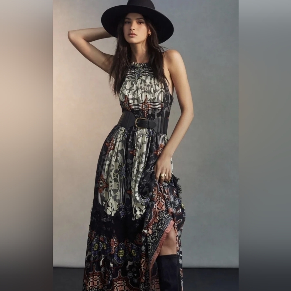 NWOT Anthropologie BHANUNI by JYOTI Tiered Maxi Dress Size 2P - Picture 1 of 7